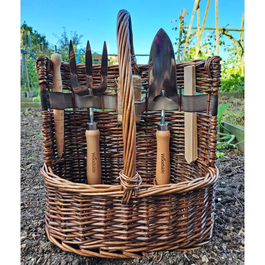 zblandscape Willow Tool Basket/Trug with Garden Hand Tools Trowel/Fork/Dibber
