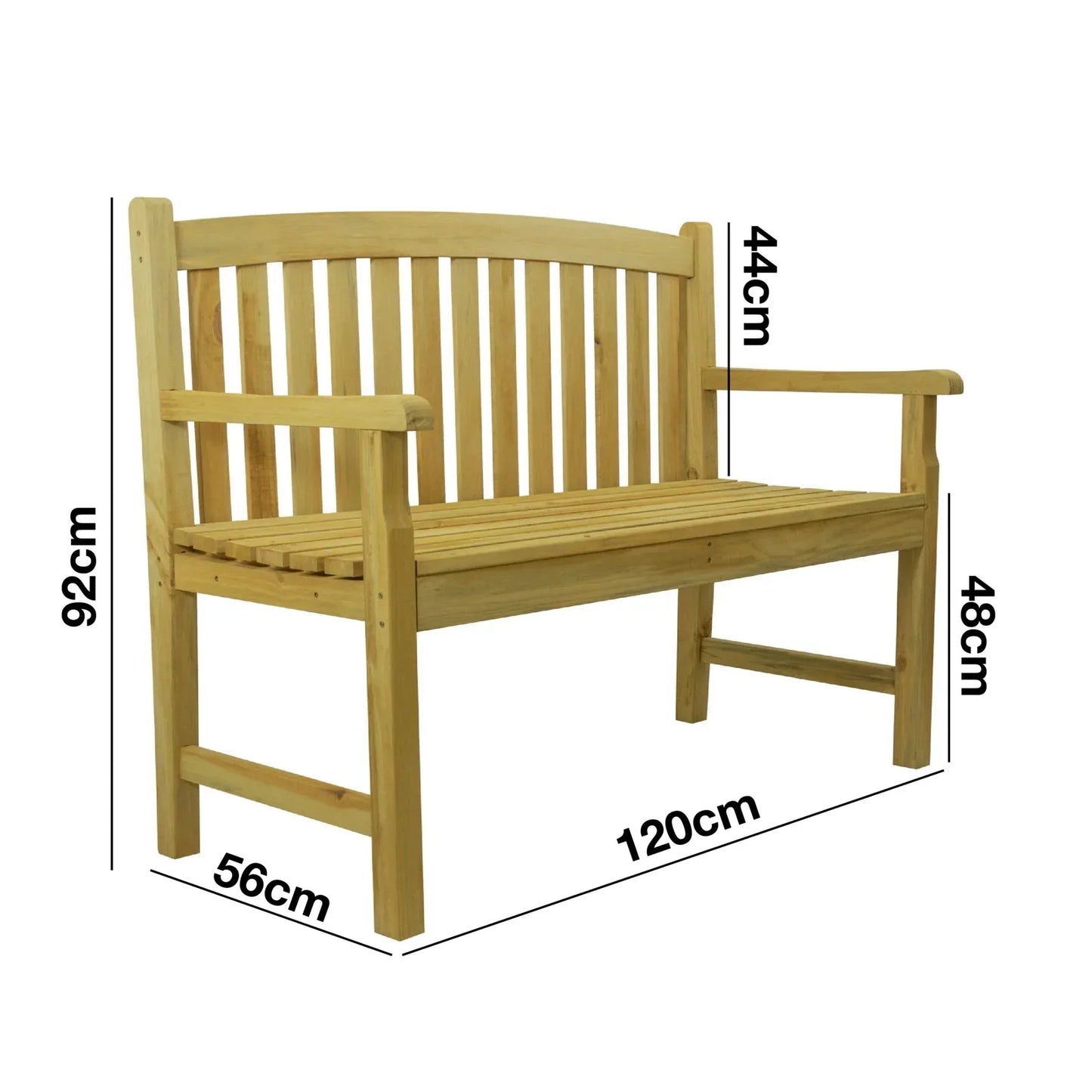 zblandscape Narford Outdoor Wooden 2 Seater Bench Garden Patio Furniture